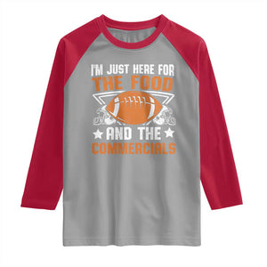 Funny American Football I'm Just Here For The Food And The Commercials Raglan Shirt Football Helmet TS11 Sport Gray Red Print Your Wear