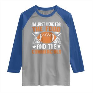 Funny American Football I'm Just Here For The Food And The Commercials Raglan Shirt Football Helmet TS11 Sport Gray Royal Print Your Wear