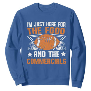 Funny American Football I'm Just Here For The Food And The Commercials Sweatshirt Football Helmet TS11 Royal Blue Print Your Wear