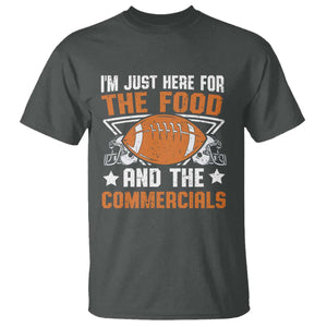 Funny American Football I'm Just Here For The Food And The Commercials T Shirt Football Helmet TS11 Dark Heather Print Your Wear