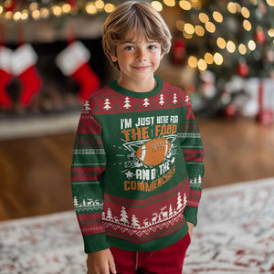 Funny American Football I'm Just Here For The Food And The Commercials Knit Sweatshirt Football Helmet TS11 Christmas Print Your Wear