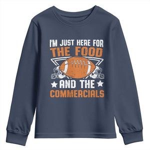 Funny American Football I'm Just Here For The Food And The Commercials Youth Sweatshirt Football Helmet TS11 Navy Print Your Wear