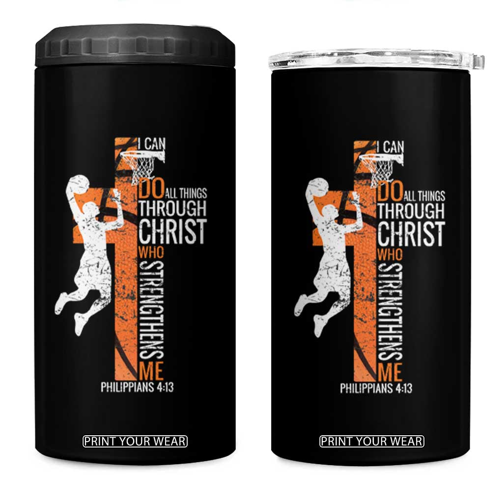 Funny Basketball Christian 4 in 1 Can Cooler Tumbler I Can Do All Things Through Christ Who Strengthens Me TS11 One Size: 16 oz Black Print Your Wear