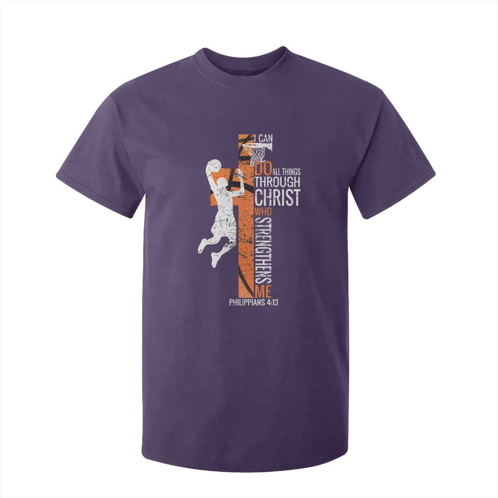 Funny Basketball Christian T Shirt For Kid I Can Do All Things Through Christ Who Strengthens Me TS11 Purple Print Your Wear