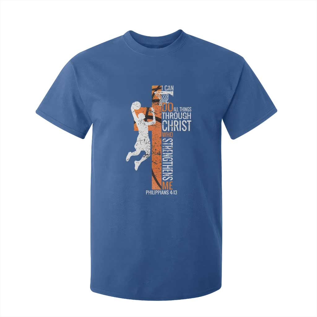 Funny Basketball Christian T Shirt For Kid I Can Do All Things Through Christ Who Strengthens Me TS11 Royal Blue Print Your Wear