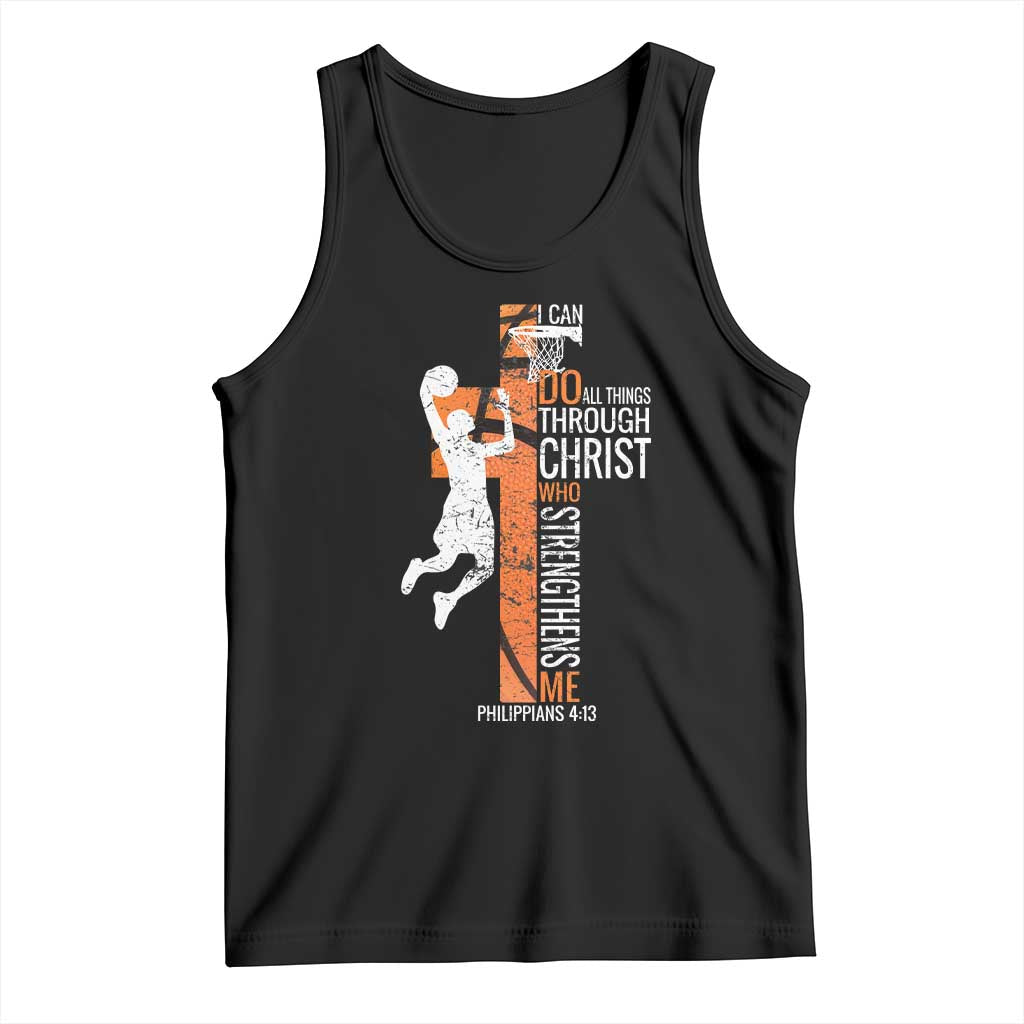 Funny Basketball Christian Tank Top I Can Do All Things Through Christ Who Strengthens Me TS11 Black Print Your Wear