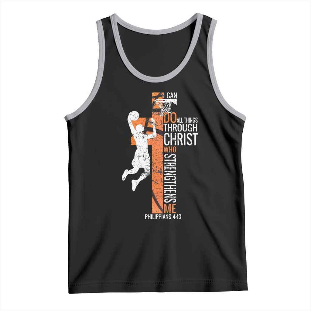 Funny Basketball Christian Tank Top I Can Do All Things Through Christ Who Strengthens Me TS11 Black Athletic Heather Print Your Wear
