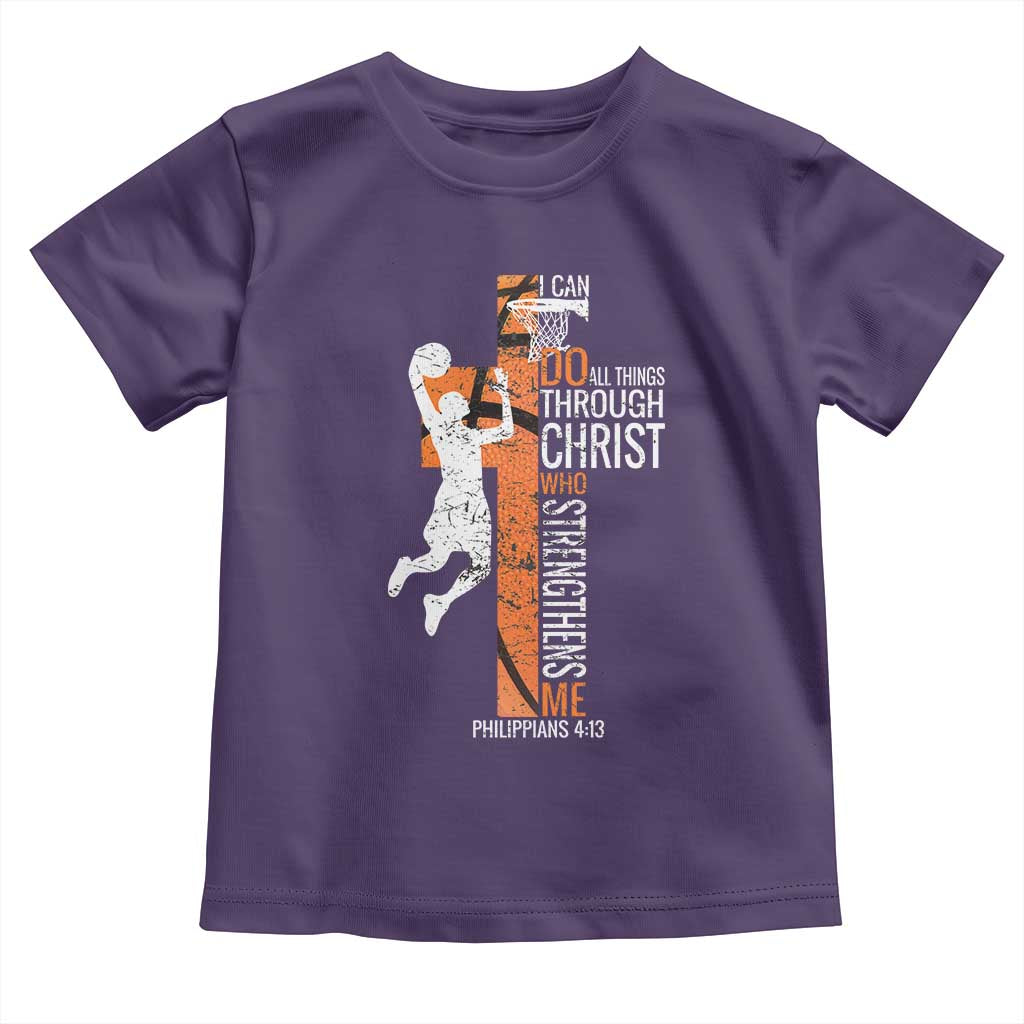 Funny Basketball Christian Toddler T Shirt I Can Do All Things Through Christ Who Strengthens Me TS11 Purple Print Your Wear
