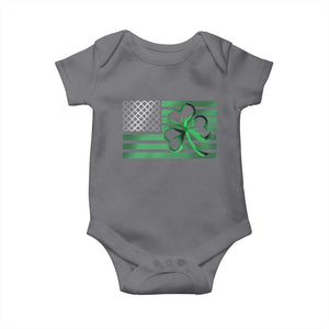 Funny Irish Americans Baby Onesie Shamrock Celtic Knot American Flag St Patrick's Day TS11 Charcoal Print Your Wear