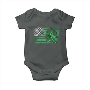 Funny Irish Americans Baby Onesie Shamrock Celtic Knot American Flag St Patrick's Day TS11 Dark Heather Print Your Wear