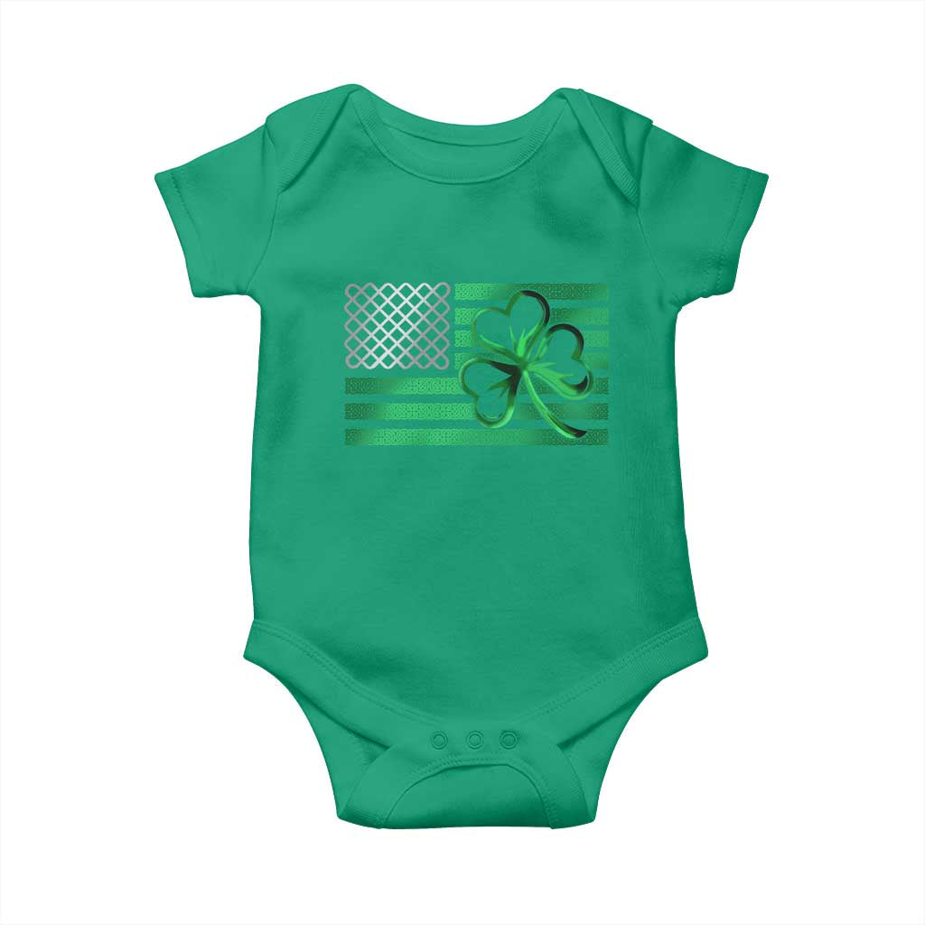 Funny Irish Americans Baby Onesie Shamrock Celtic Knot American Flag St Patrick's Day TS11 Irish Green Print Your Wear