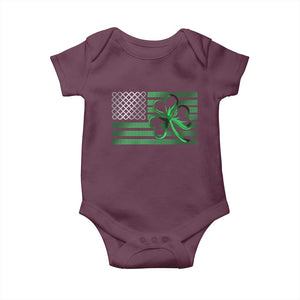 Funny Irish Americans Baby Onesie Shamrock Celtic Knot American Flag St Patrick's Day TS11 Maroon Print Your Wear