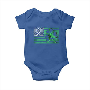 Funny Irish Americans Baby Onesie Shamrock Celtic Knot American Flag St Patrick's Day TS11 Royal Blue Print Your Wear
