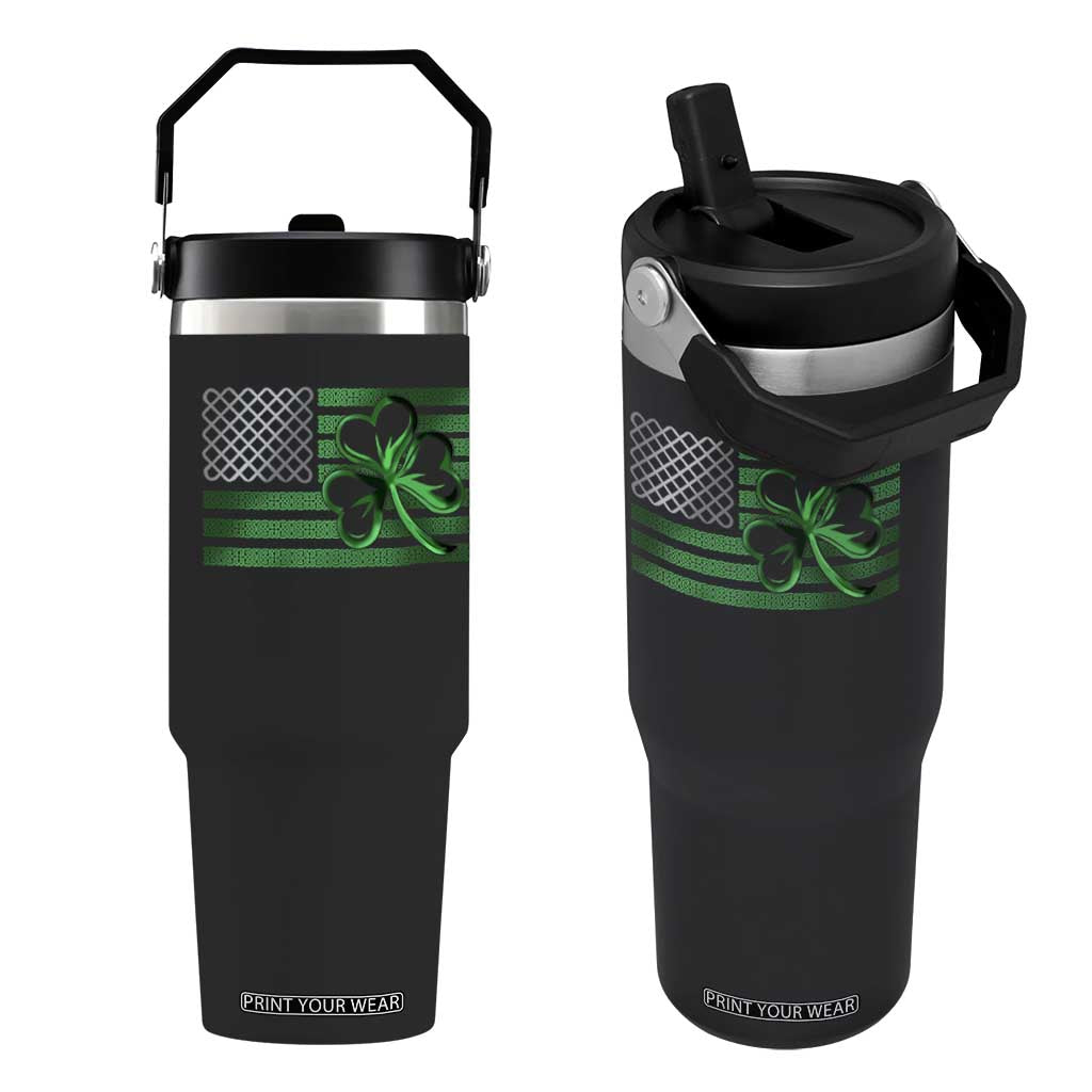 Funny Irish Americans Flip Straw Tumbler Shamrock Celtic Knot American Flag St Patrick's Day TS11 One Size: 30 oz Black Print Your Wear