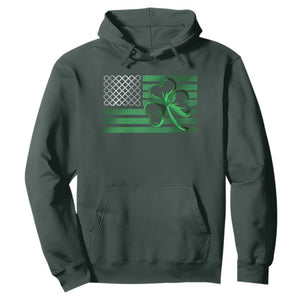 Funny Irish Americans Hoodie Shamrock Celtic Knot American Flag St Patrick's Day TS11 Dark Forest Green Print Your Wear