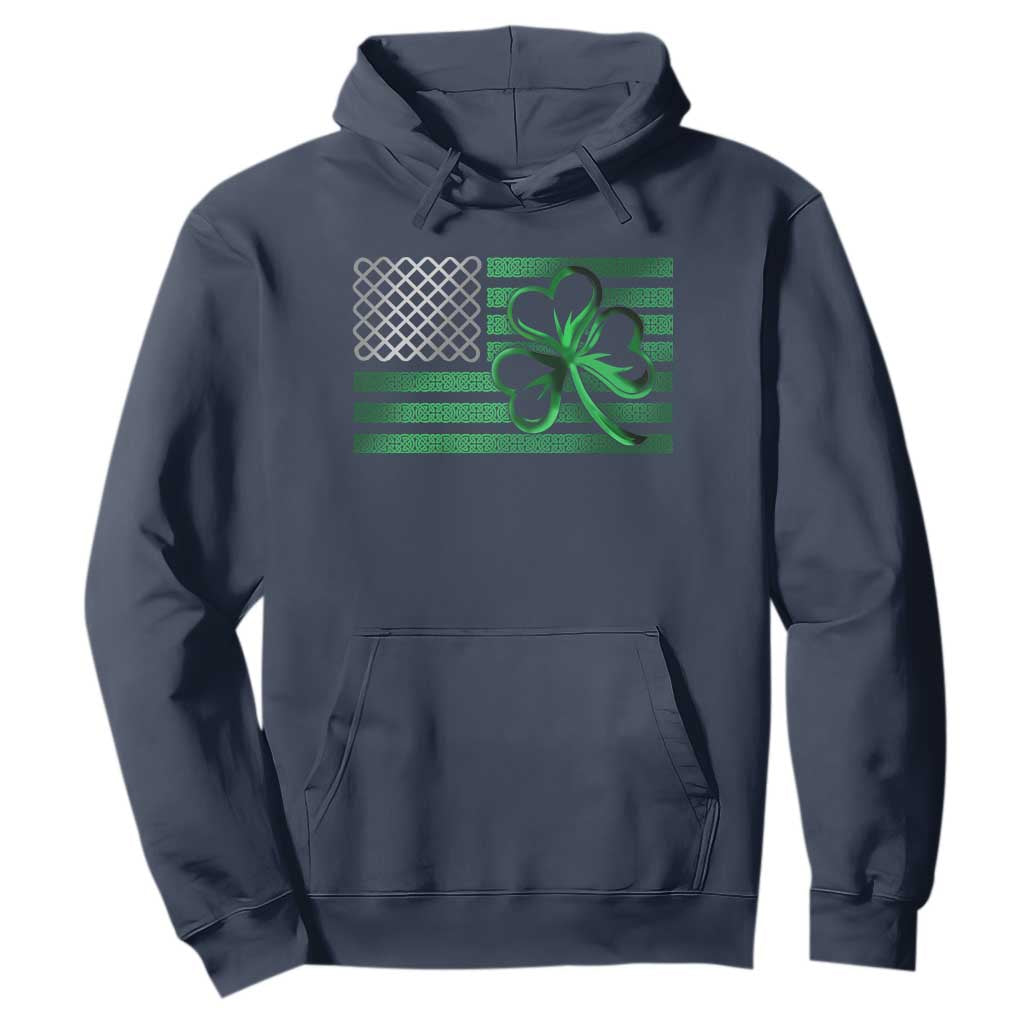 Funny Irish Americans Hoodie Shamrock Celtic Knot American Flag St Patrick's Day TS11 Navy Print Your Wear