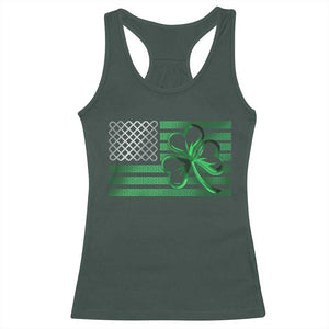Funny Irish Americans Racerback Tank Top Shamrock Celtic Knot American Flag St Patrick's Day TS11 Dark Forest Green Print Your Wear