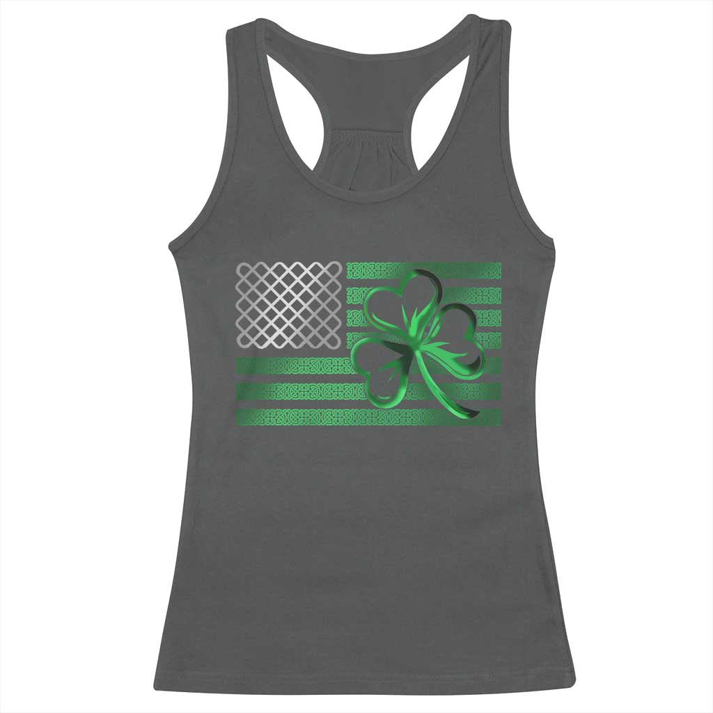 Funny Irish Americans Racerback Tank Top Shamrock Celtic Knot American Flag St Patrick's Day TS11 Dark Heather Print Your Wear