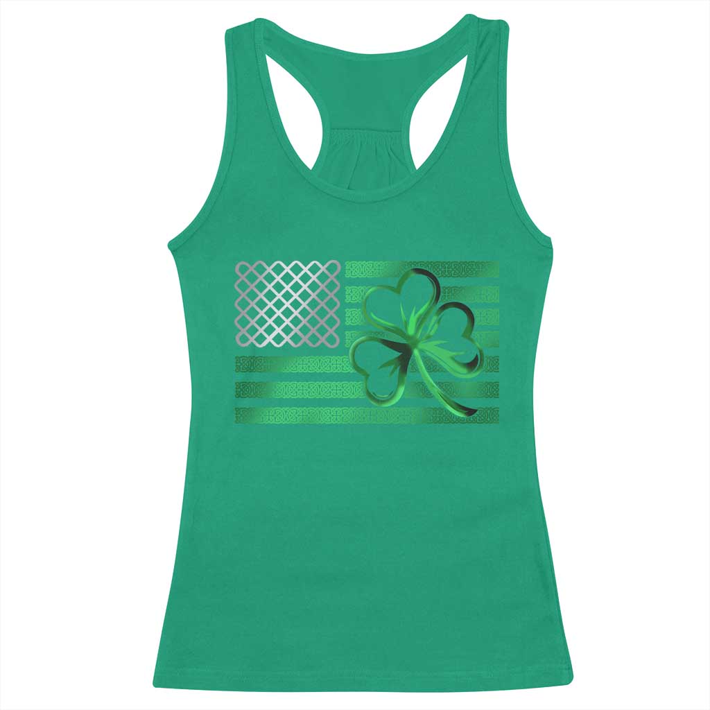 Funny Irish Americans Racerback Tank Top Shamrock Celtic Knot American Flag St Patrick's Day TS11 Irish Green Print Your Wear