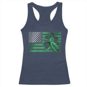 Funny Irish Americans Racerback Tank Top Shamrock Celtic Knot American Flag St Patrick's Day TS11 Navy Print Your Wear