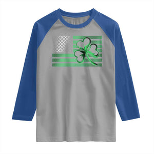 Funny Irish Americans Raglan Shirt Shamrock Celtic Knot American Flag St Patrick's Day TS11 Sport Gray Royal Print Your Wear