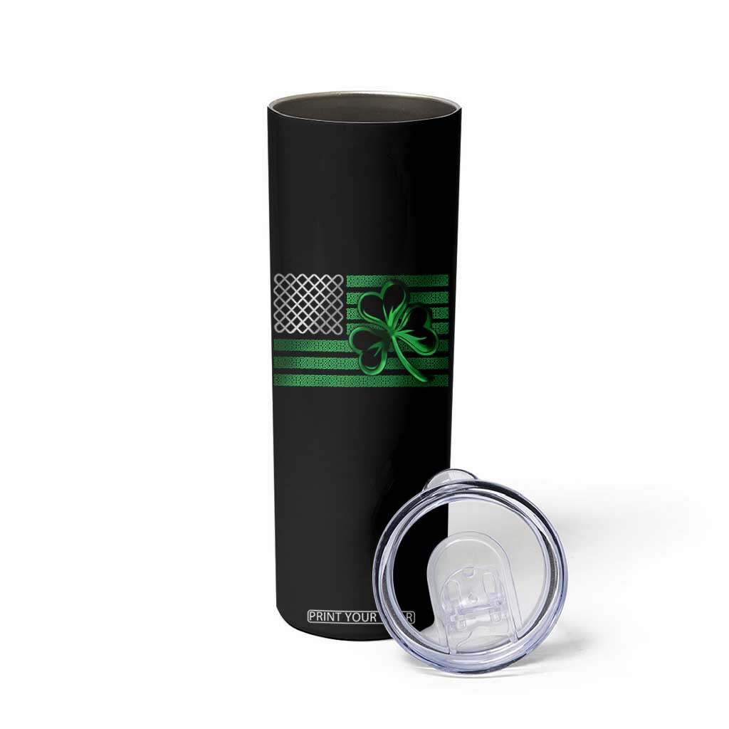 Funny Irish Americans Skinny Tumbler Shamrock Celtic Knot American Flag St Patrick's Day TS11 Print Your Wear