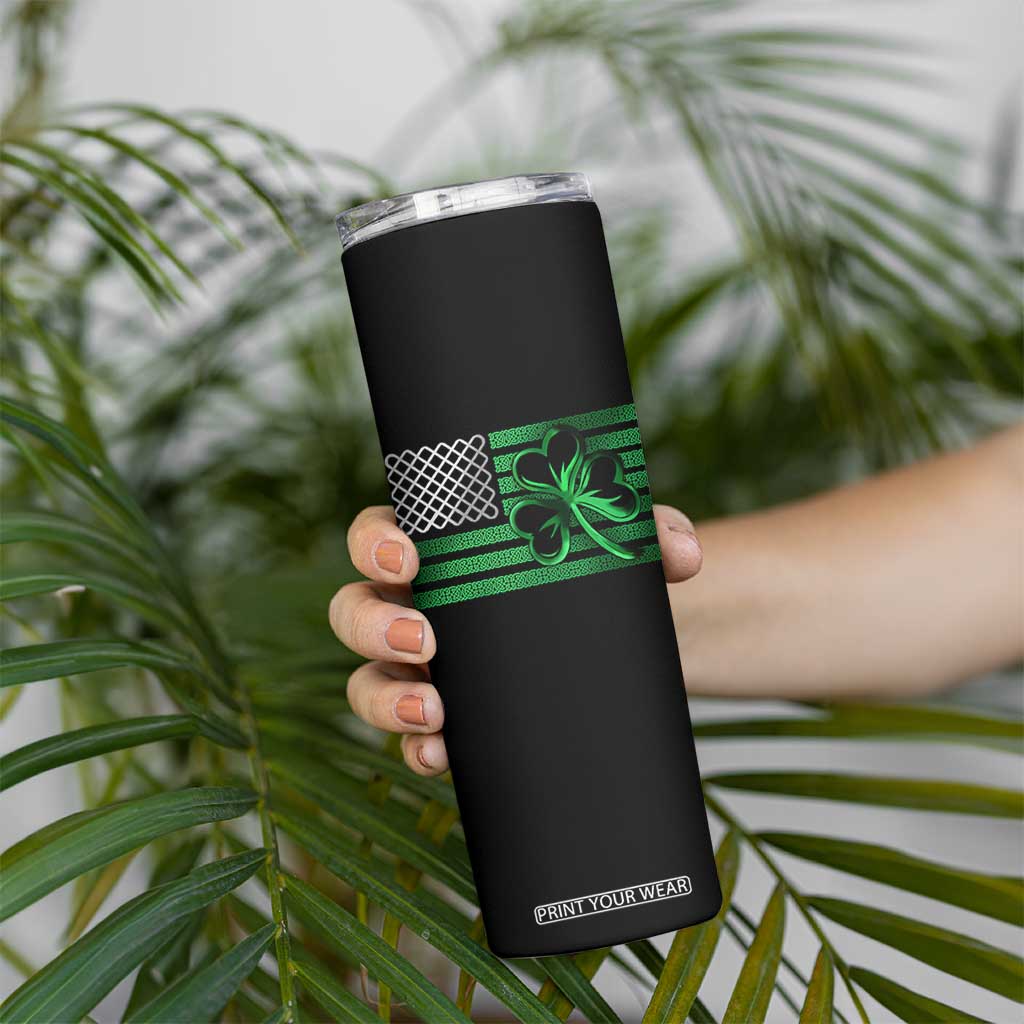 Funny Irish Americans Skinny Tumbler Shamrock Celtic Knot American Flag St Patrick's Day TS11 Print Your Wear