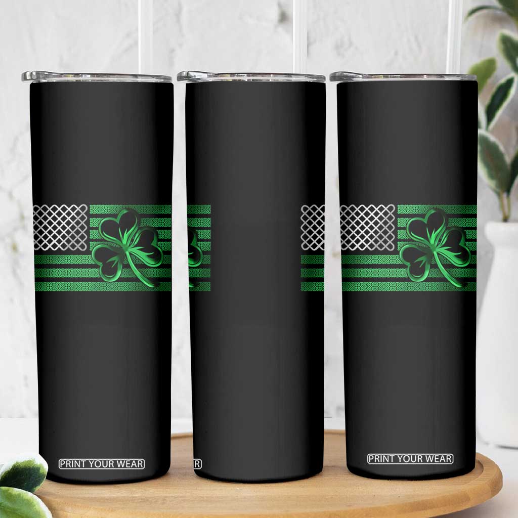 Funny Irish Americans Skinny Tumbler Shamrock Celtic Knot American Flag St Patrick's Day TS11 Print Your Wear