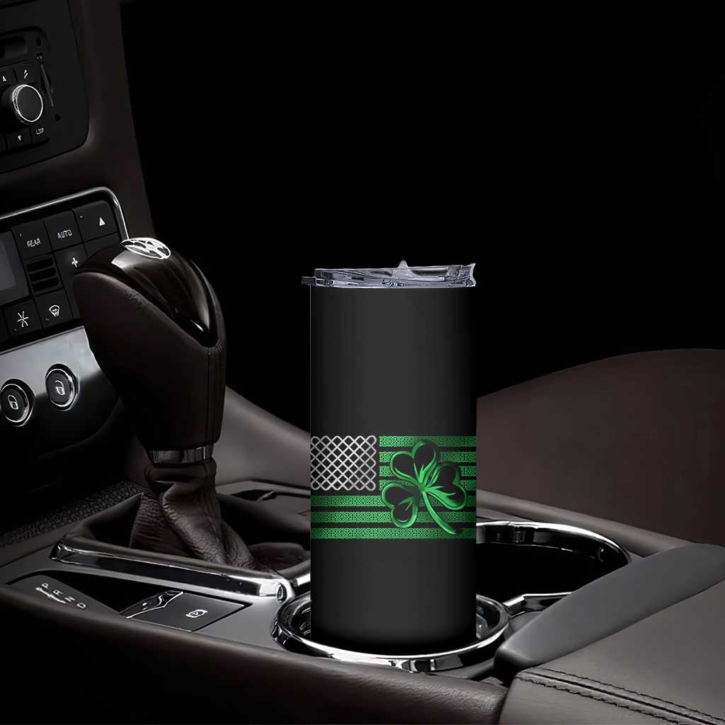 Funny Irish Americans Skinny Tumbler Shamrock Celtic Knot American Flag St Patrick's Day TS11 Print Your Wear