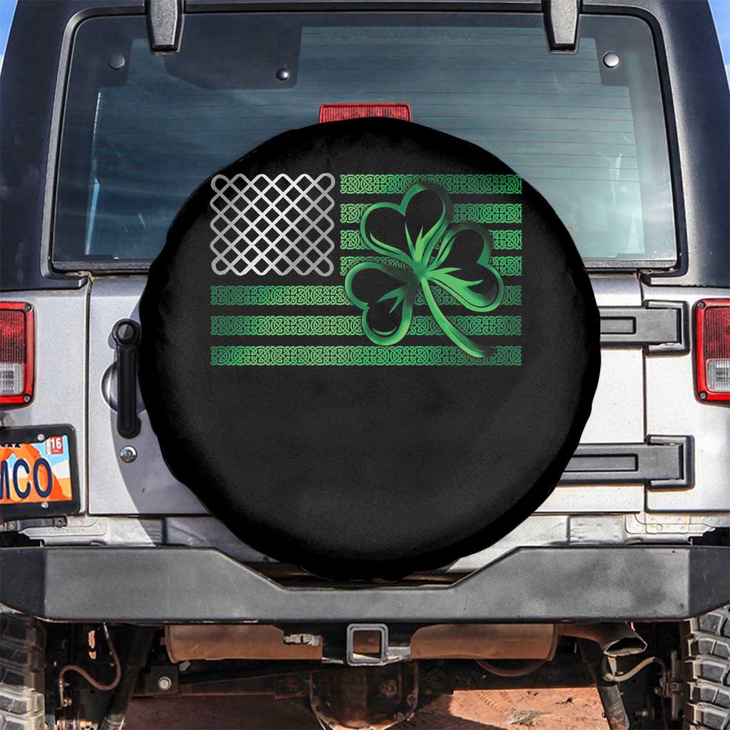 Funny Irish Americans Spare Tire Cover Shamrock Celtic Knot American Flag St Patrick's Day TS11 No hole Black Print Your Wear