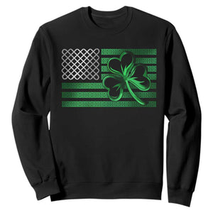 Funny Irish Americans Sweatshirt Shamrock Celtic Knot American Flag St Patrick's Day TS11 Black Print Your Wear