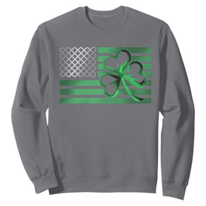 Funny Irish Americans Sweatshirt Shamrock Celtic Knot American Flag St Patrick's Day TS11 Charcoal Print Your Wear