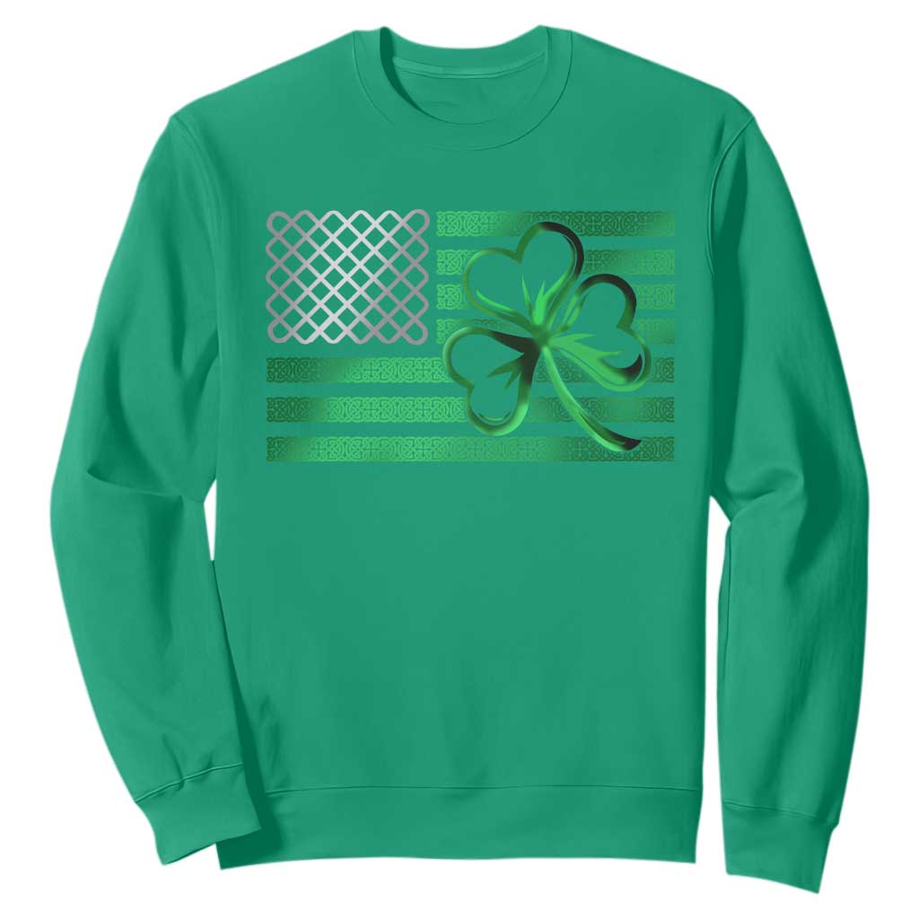 Funny Irish Americans Sweatshirt Shamrock Celtic Knot American Flag St Patrick's Day TS11 Irish Green Print Your Wear