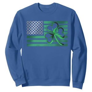 Funny Irish Americans Sweatshirt Shamrock Celtic Knot American Flag St Patrick's Day TS11 Royal Blue Print Your Wear