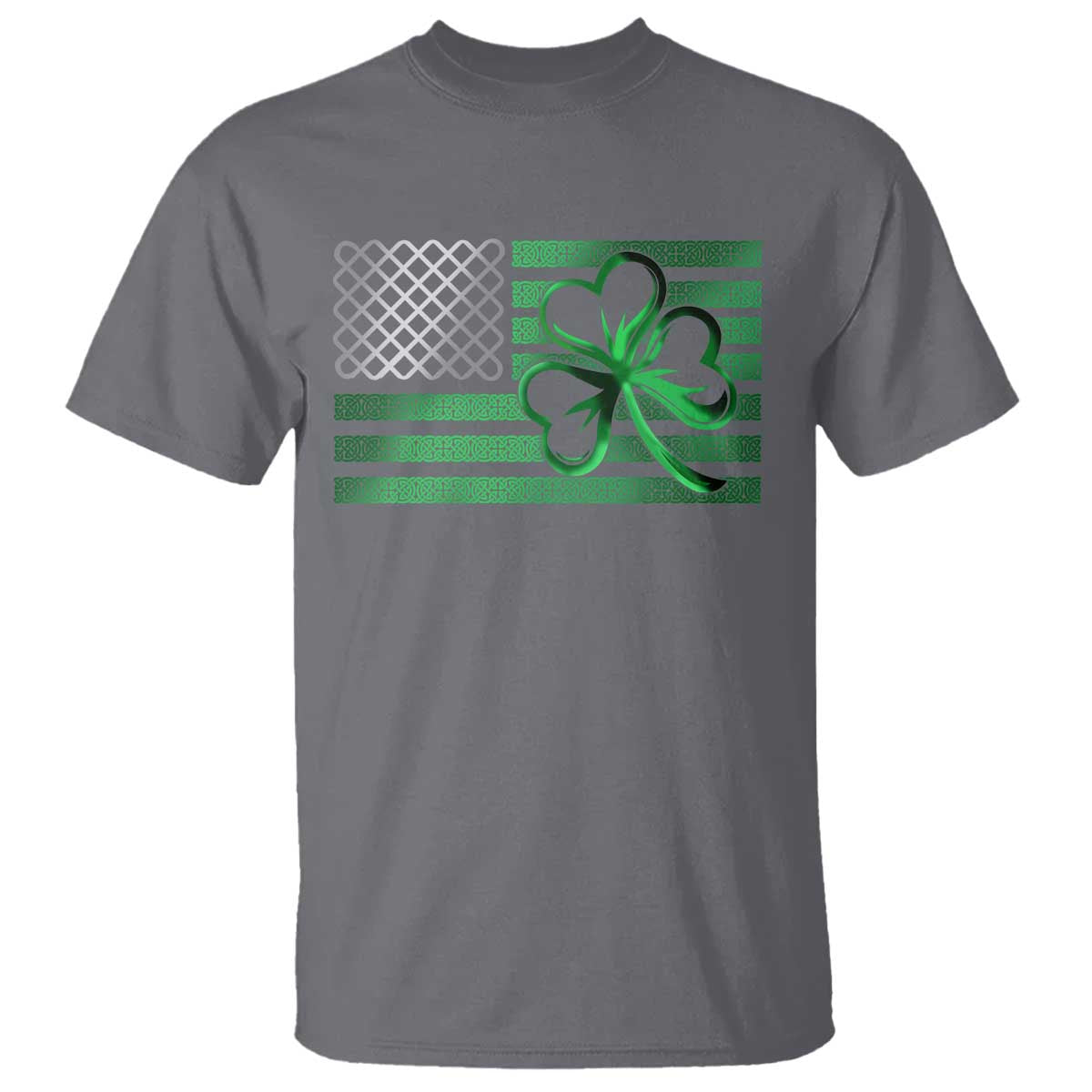 Funny Irish Americans T Shirt Shamrock Celtic Knot American Flag St Patrick's Day TS11 Charcoal Print Your Wear