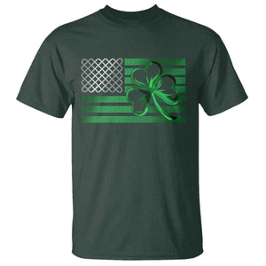 Funny Irish Americans T Shirt Shamrock Celtic Knot American Flag St Patrick's Day TS11 Dark Forest Green Print Your Wear