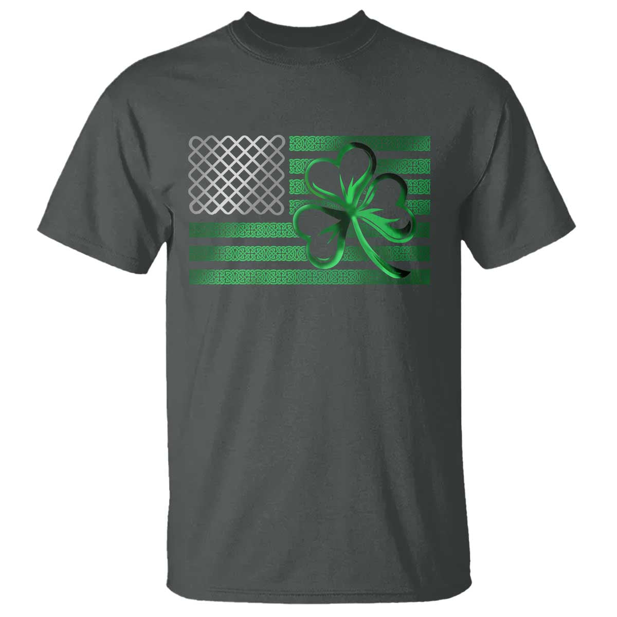 Funny Irish Americans T Shirt Shamrock Celtic Knot American Flag St Patrick's Day TS11 Dark Heather Print Your Wear