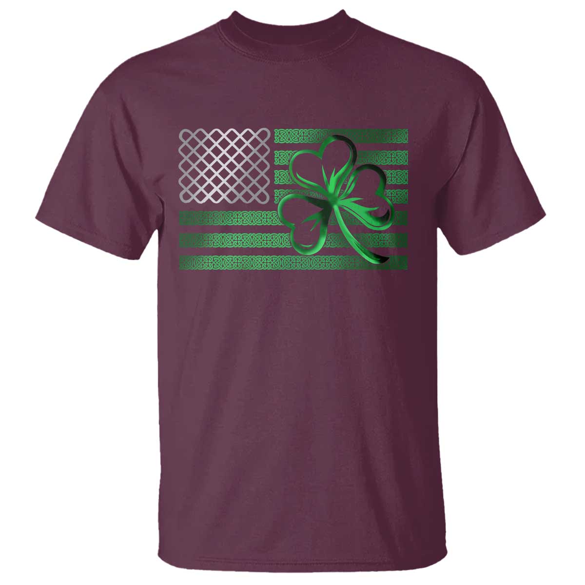 Funny Irish Americans T Shirt Shamrock Celtic Knot American Flag St Patrick's Day TS11 Maroon Print Your Wear