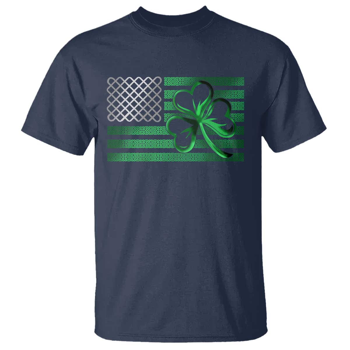 Funny Irish Americans T Shirt Shamrock Celtic Knot American Flag St Patrick's Day TS11 Navy Print Your Wear
