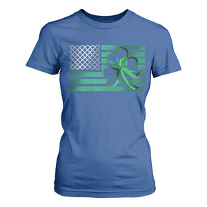 Funny Irish Americans T Shirt For Women Shamrock Celtic Knot American Flag St Patrick's Day TS11 Royal Blue Print Your Wear