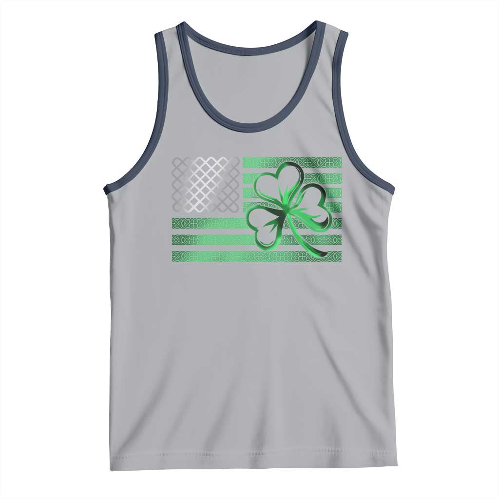 Funny Irish Americans Tank Top Shamrock Celtic Knot American Flag St Patrick's Day TS11 Athletic Heather Navy Print Your Wear