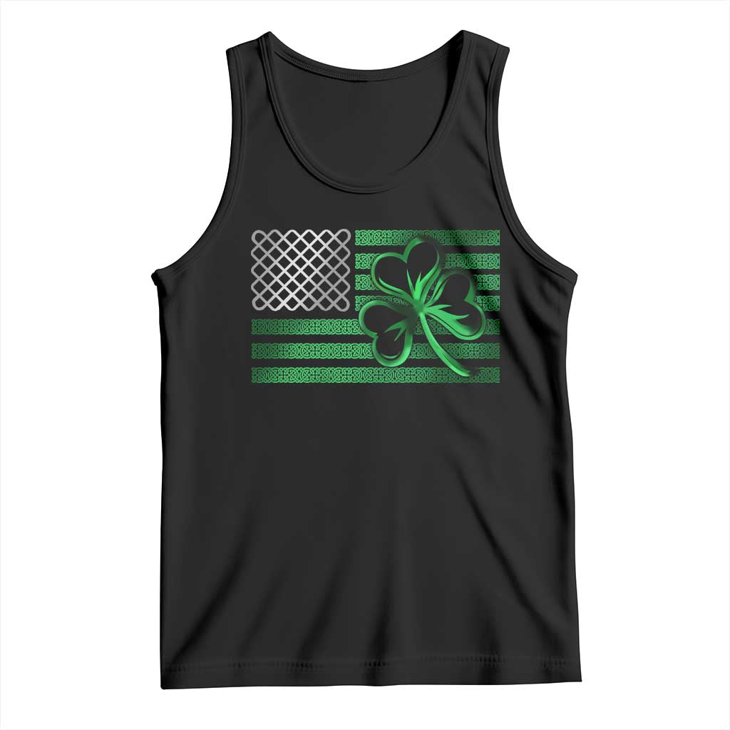 Funny Irish Americans Tank Top Shamrock Celtic Knot American Flag St Patrick's Day TS11 Black Print Your Wear