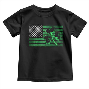Funny Irish Americans Toddler T Shirt Shamrock Celtic Knot American Flag St Patrick's Day TS11 Black Print Your Wear