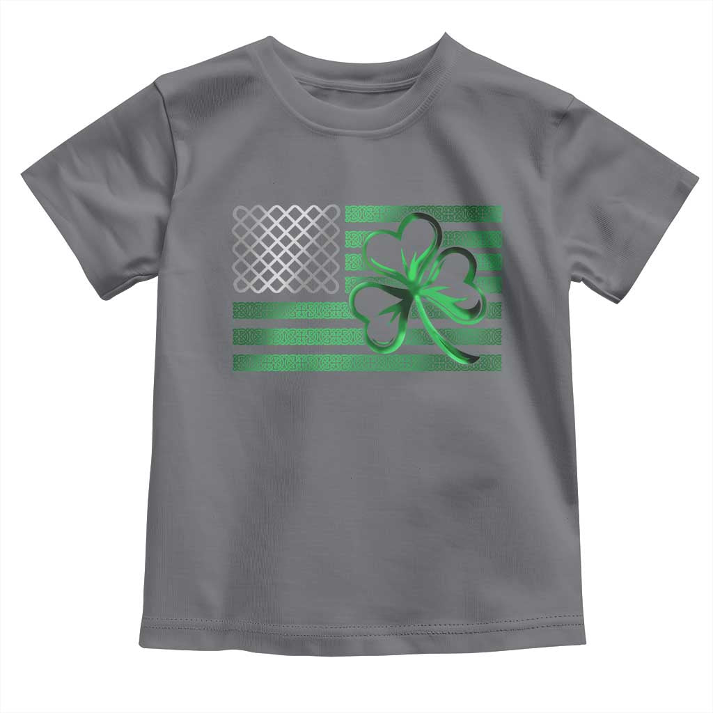 Funny Irish Americans Toddler T Shirt Shamrock Celtic Knot American Flag St Patrick's Day TS11 Charcoal Print Your Wear