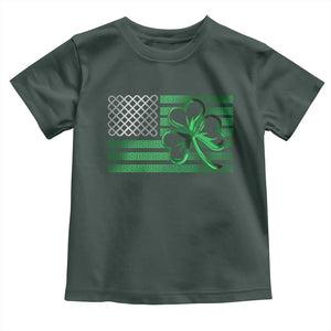 Funny Irish Americans Toddler T Shirt Shamrock Celtic Knot American Flag St Patrick's Day TS11 Dark Forest Green Print Your Wear