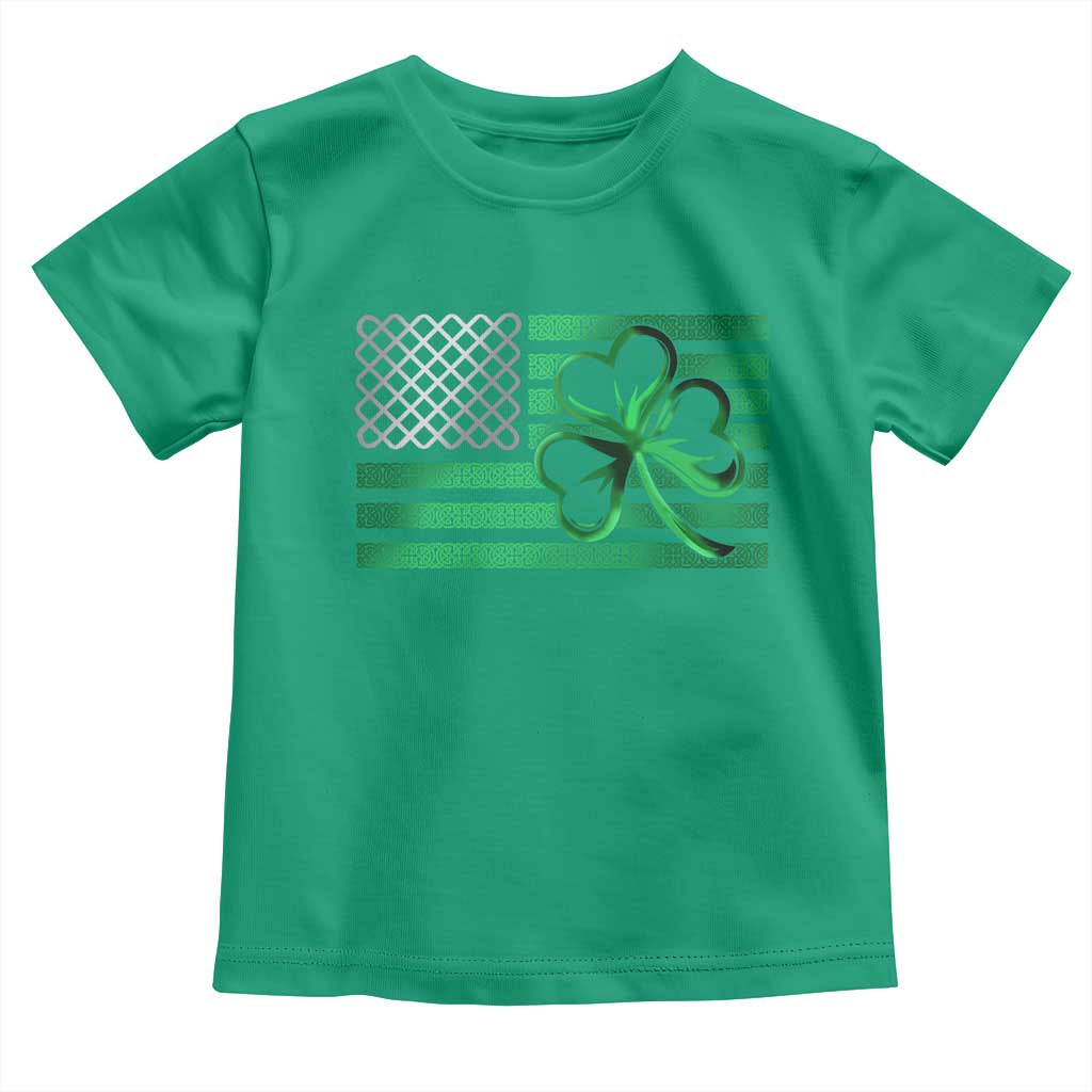 Funny Irish Americans Toddler T Shirt Shamrock Celtic Knot American Flag St Patrick's Day TS11 Irish Green Print Your Wear