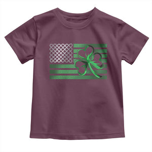 Funny Irish Americans Toddler T Shirt Shamrock Celtic Knot American Flag St Patrick's Day TS11 Maroon Print Your Wear