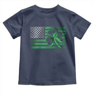 Funny Irish Americans Toddler T Shirt Shamrock Celtic Knot American Flag St Patrick's Day TS11 Navy Print Your Wear