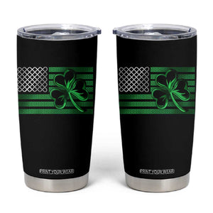Funny Irish Americans Tumbler Cup Shamrock Celtic Knot American Flag St Patrick's Day TS11 Black Print Your Wear
