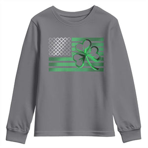 Funny Irish Americans Youth Sweatshirt Shamrock Celtic Knot American Flag St Patrick's Day TS11 Charcoal Print Your Wear